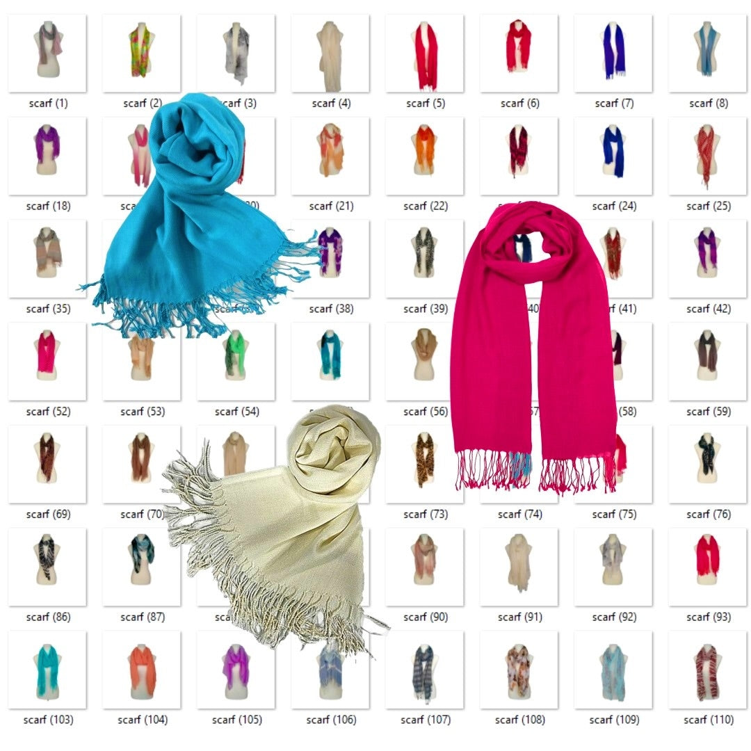 Bulk Buy Scarves. Beautiful Mix of Styles and Colours
