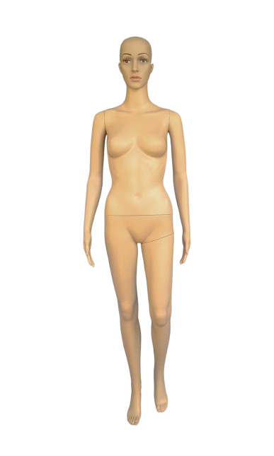 Mannequin. Female, Mid Skin Tone With Head, Glass Base