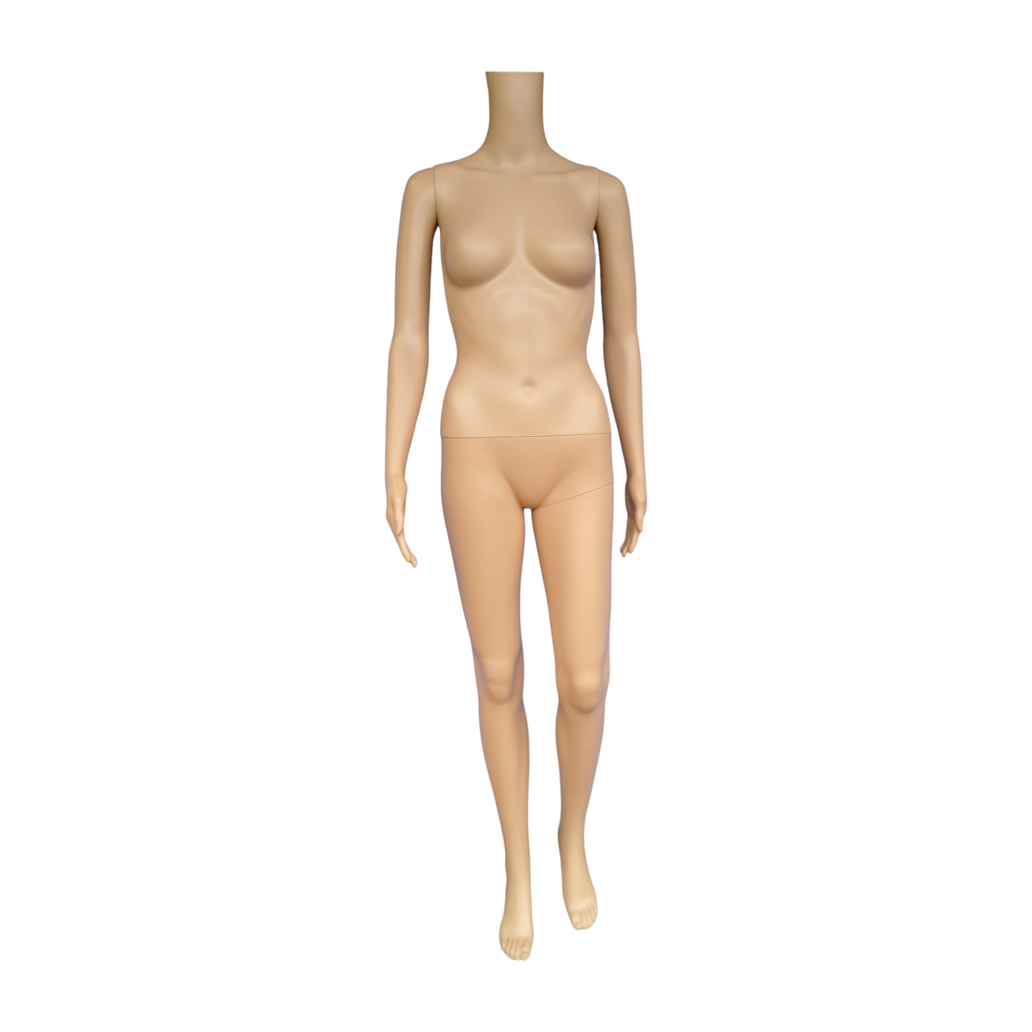 Mannequin. Female, Mid Skin Tone Without Head, Glass Base