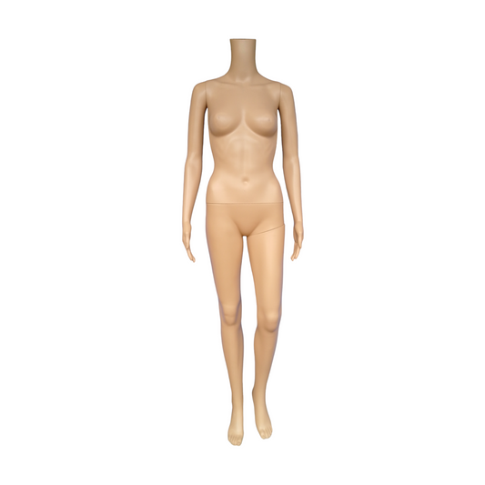 Mannequin. Female, Mid Skin Tone Without Head, Glass Base