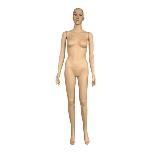 Mannequin. Female, Mid Skin Tone With Head, Metal Base