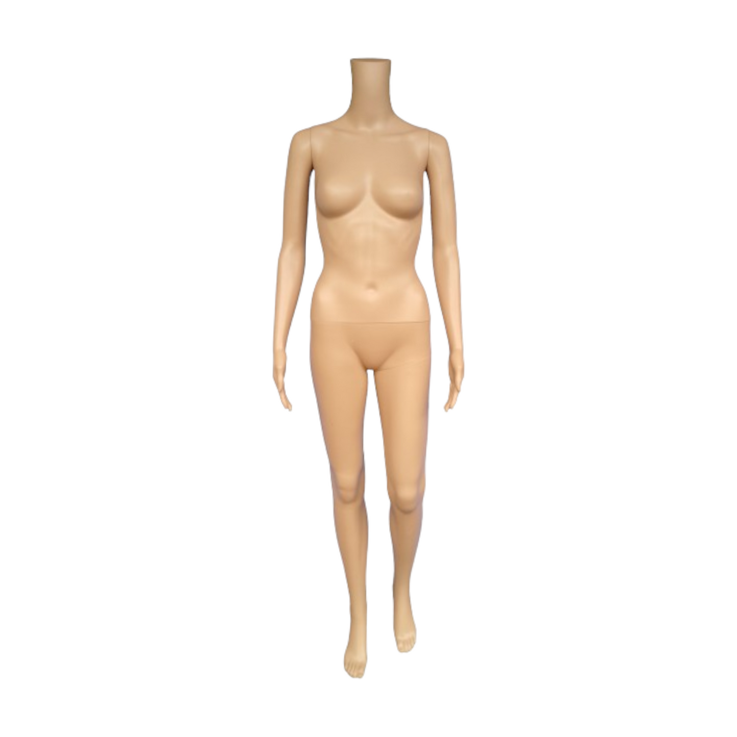 Mannequin. Female, Mid Skin Tone Without Head, Glass Base