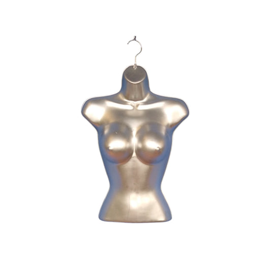 Mannequin. Full Bust Round Mannequin Female Form Torso Silver Skin Tone