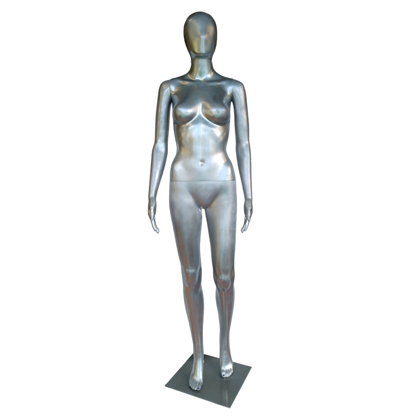 Silver Mannequin. Full body mannequin with faceless head