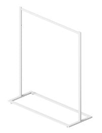 Clothes Rack. Square Style, White Brushed Steel Designer Rack. Commercial Quality