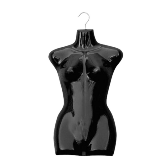 Light Weight Hanging Female Torso Mannequin. Black Female Form