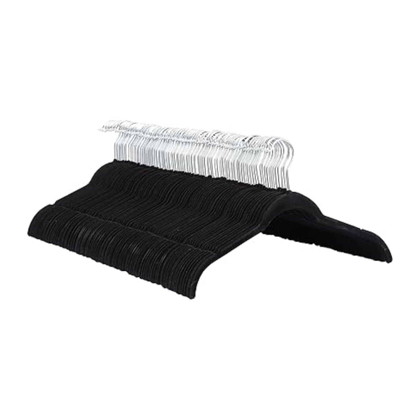 Black Velvet Slim Hanger. Non-Slip Black With Silver Hook