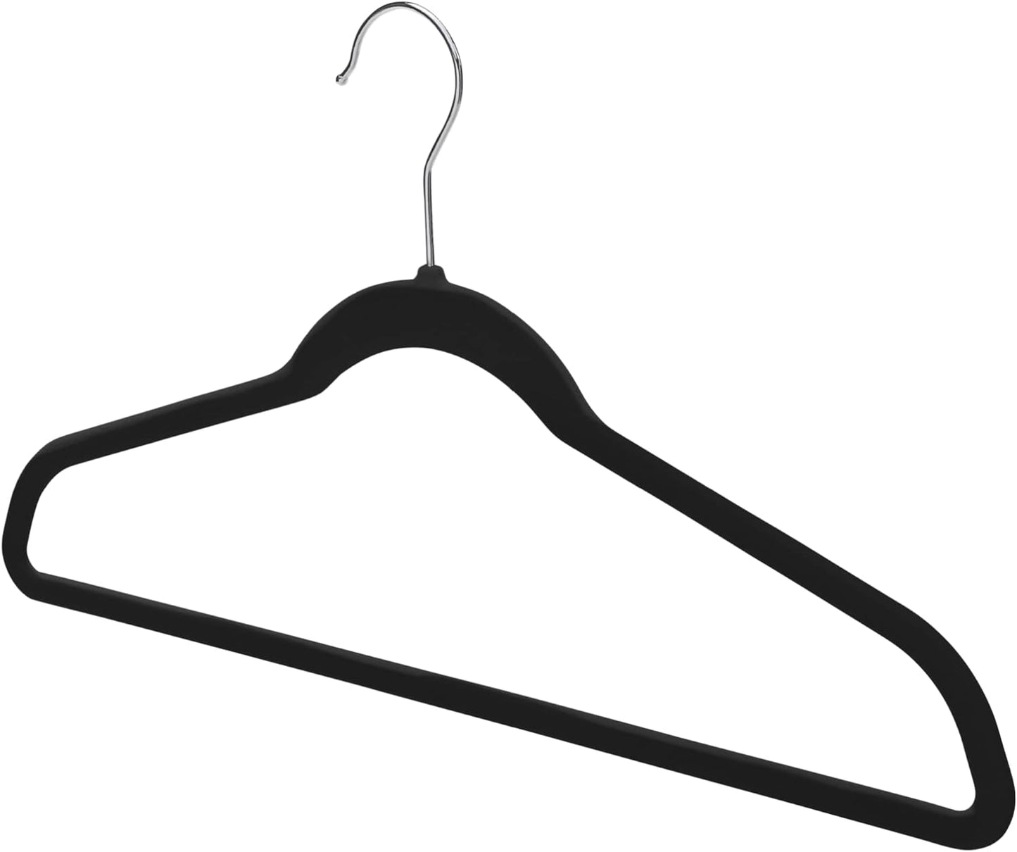 Black Velvet Full Hanger With Silver Hook. Slip Resistant, With and Without Notches