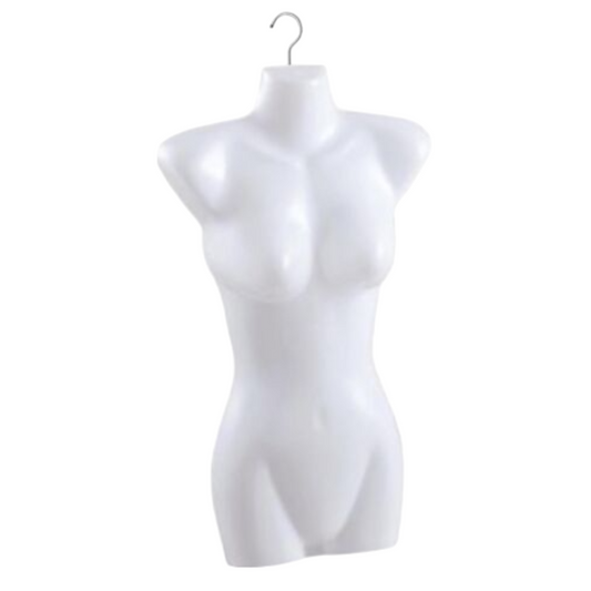 Light Weight Hanging Female Torso Mannequin. White Female Form